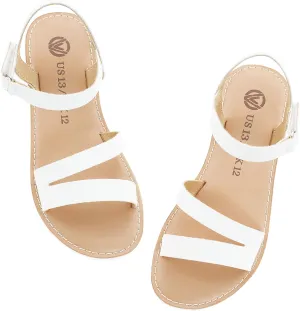 FLYFUPPY Girls Sandals Strappy Open Toe Outdoor Flats with Hook and Loop Kid Summer Shoes for Girls