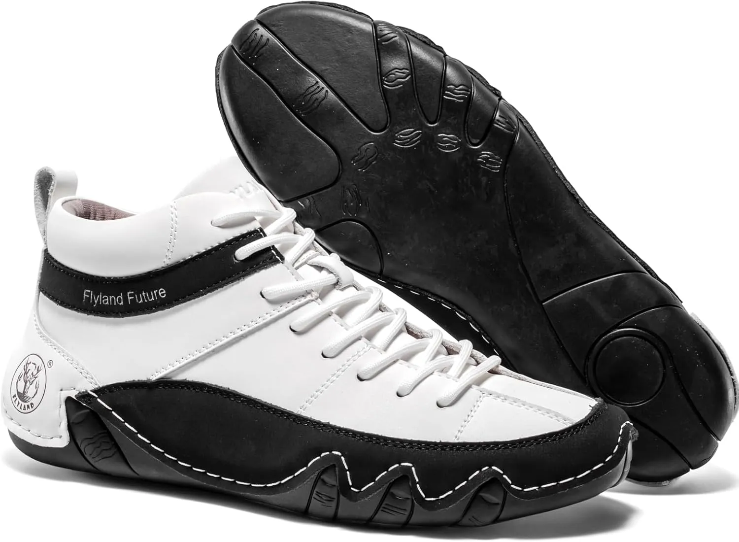 FLYLAND Men's Casual Leather Sneakers Fashion Chukka Boots Lightweight Dress Boots Lace Up Walking Driving Shoes