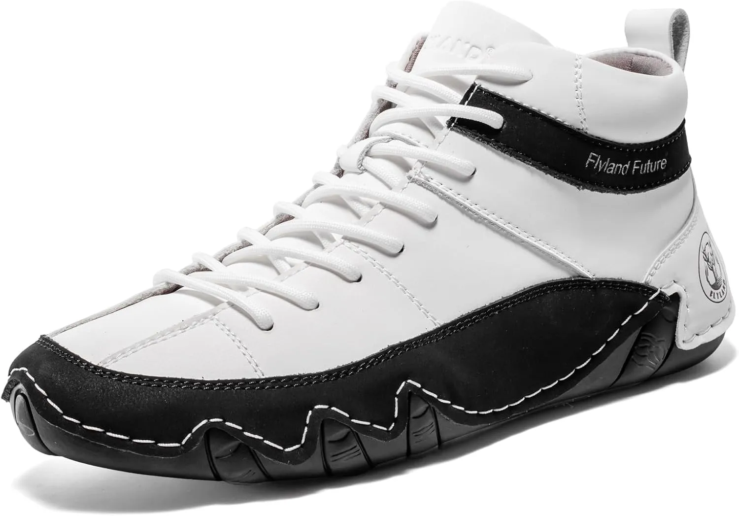 FLYLAND Men's Casual Leather Sneakers Fashion Chukka Boots Lightweight Dress Boots Lace Up Walking Driving Shoes