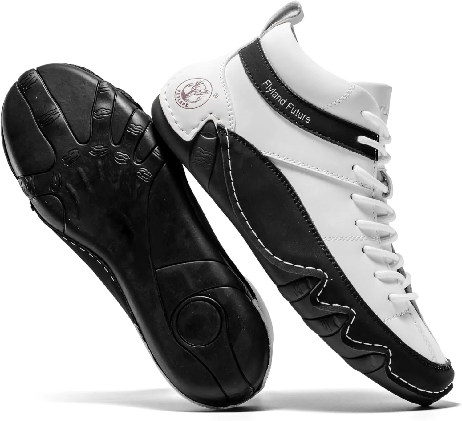 FLYLAND Men's Casual Leather Sneakers Fashion Chukka Boots Lightweight Dress Boots Lace Up Walking Driving Shoes