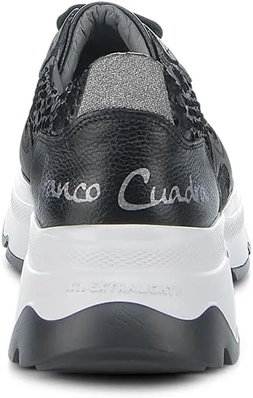 FRANCO CUADRA | Women's Sneakers in Genuine Python and Bovine Leather with Plated Details and XL EXTRALIGHT Sole Black A09PBRS