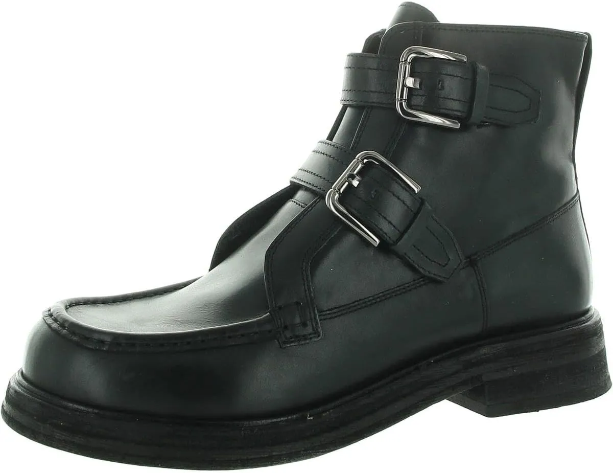 Free People Isla Moto Boots for Women - Leather Upper - Buckled Straps - Stacked Heel - Round-Toe Silhouette