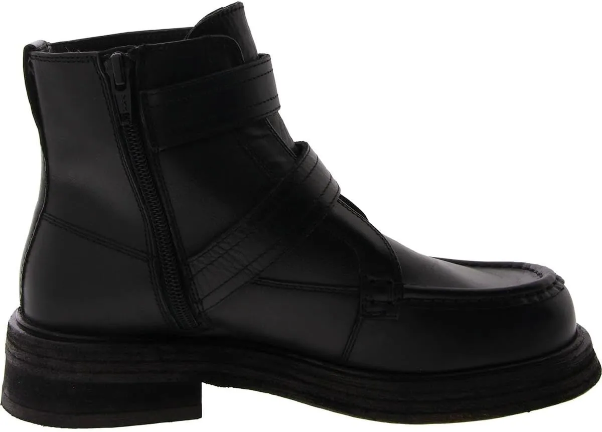 Free People Isla Moto Boots for Women - Leather Upper - Buckled Straps - Stacked Heel - Round-Toe Silhouette