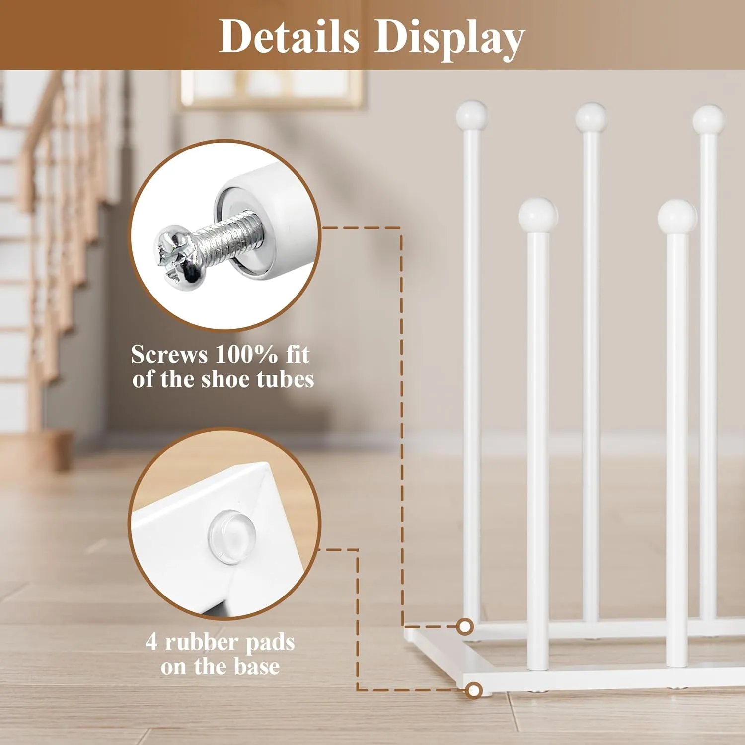 Free Standing Shoe Racks for Boots - 6 Pair Boot Rack, Shoe Organizer for Closet, Entryway, Garage, Porch, Bedroom, Patio and Hallway, Boot Holders to Keep Them Straight