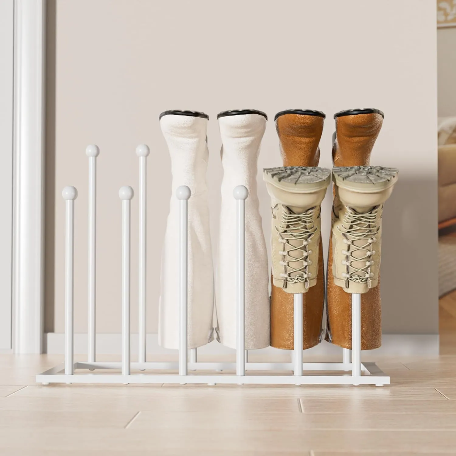 Free Standing Shoe Racks for Boots - 6 Pair Boot Rack, Shoe Organizer for Closet, Entryway, Garage, Porch, Bedroom, Patio and Hallway, Boot Holders to Keep Them Straight