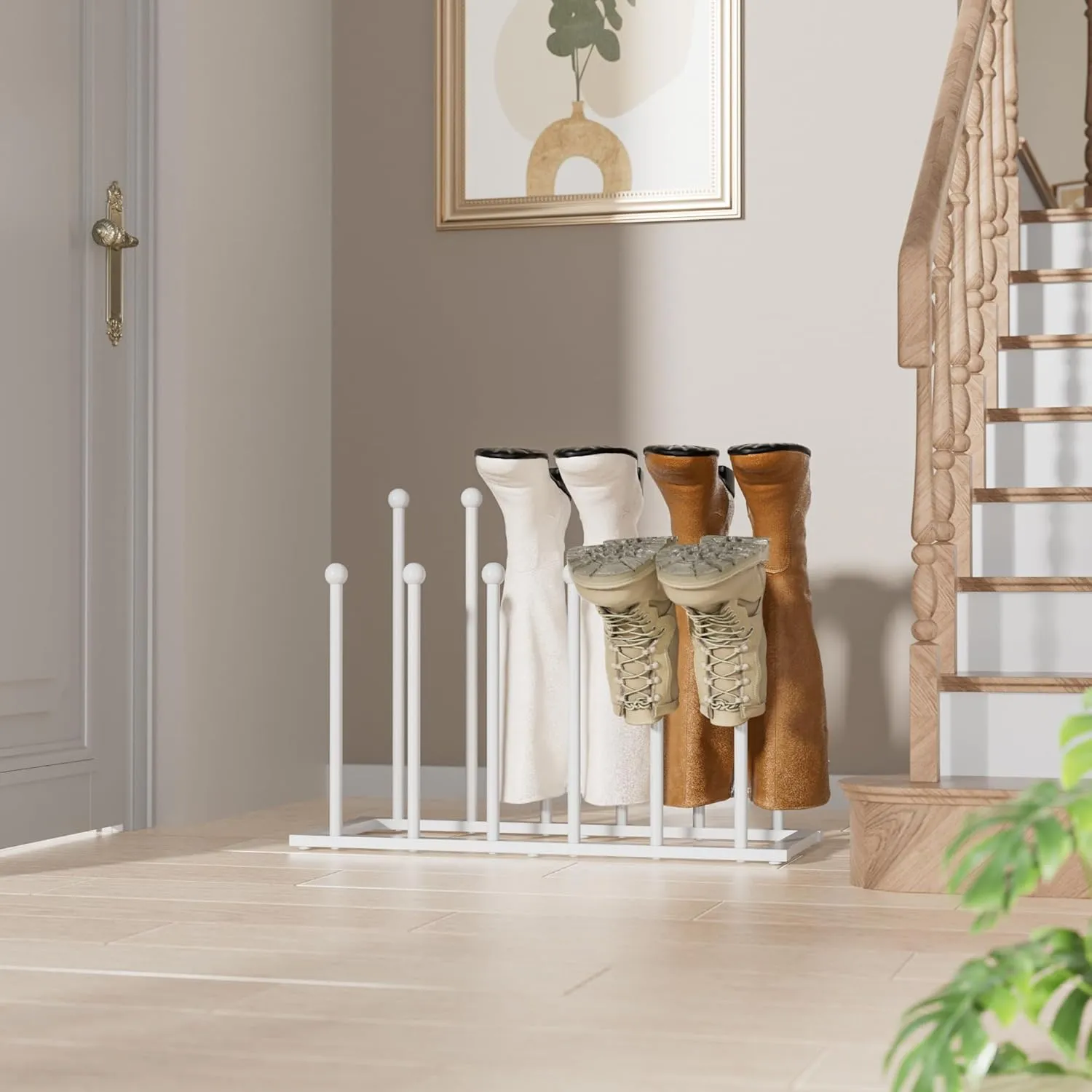 Free Standing Shoe Racks for Boots - 6 Pair Boot Rack, Shoe Organizer for Closet, Entryway, Garage, Porch, Bedroom, Patio and Hallway, Boot Holders to Keep Them Straight