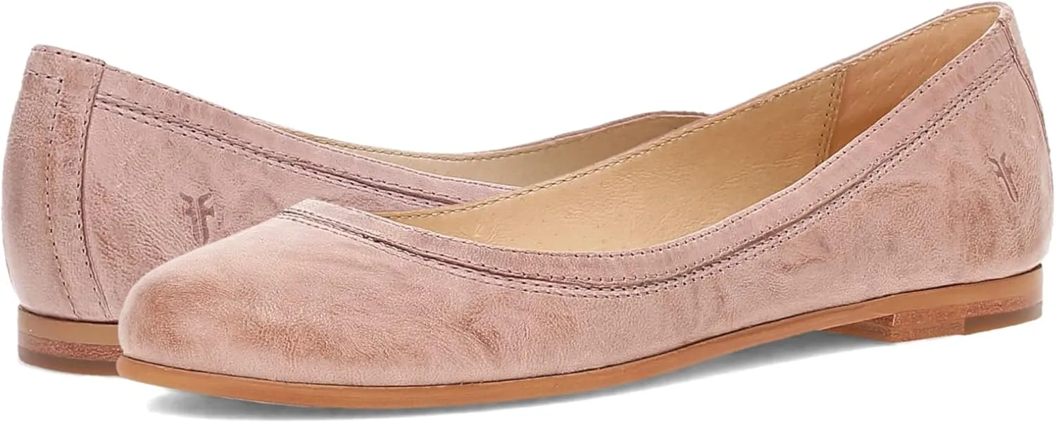 Frye Carson Ballet Flats for Women Featuring Premium Tumbled Leather with Leather Lining and Leather Outsole – 3/8" Heel