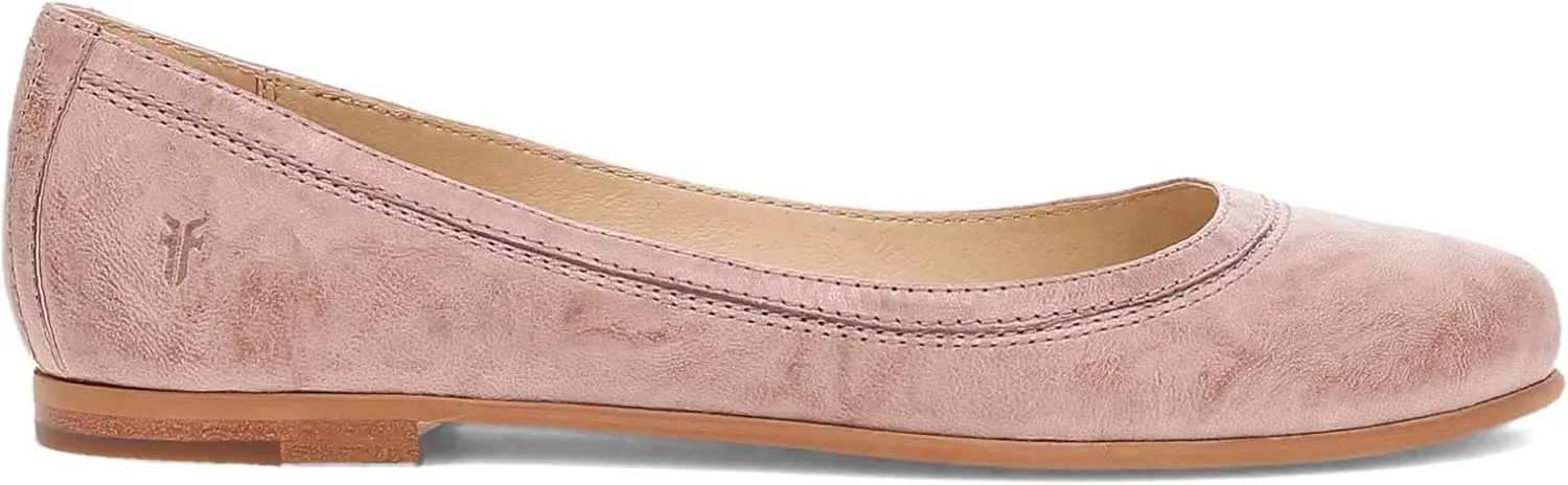 Frye Carson Ballet Flats for Women Featuring Premium Tumbled Leather with Leather Lining and Leather Outsole – 3/8" Heel
