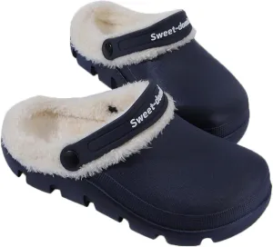 Garden Clogs Fuzzy for House : Women Men Warm Fur Lined Slippers for Winter Unisex Non-Slip Mules for Indoor Outdoor