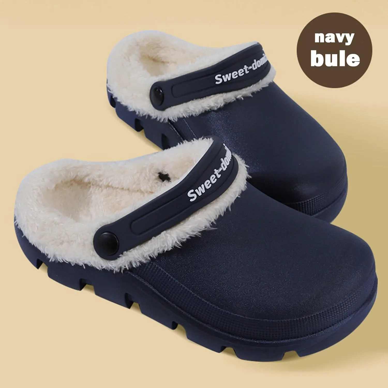 Garden Clogs Fuzzy for House : Women Men Warm Fur Lined Slippers for Winter Unisex Non-Slip Mules for Indoor Outdoor