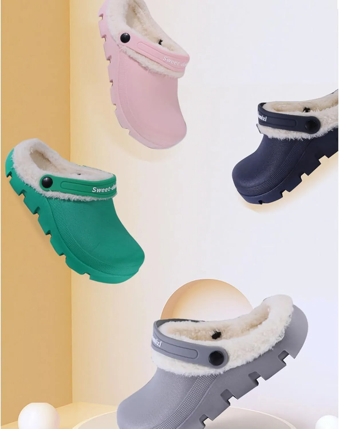 Garden Clogs Fuzzy for House : Women Men Warm Fur Lined Slippers for Winter Unisex Non-Slip Mules for Indoor Outdoor