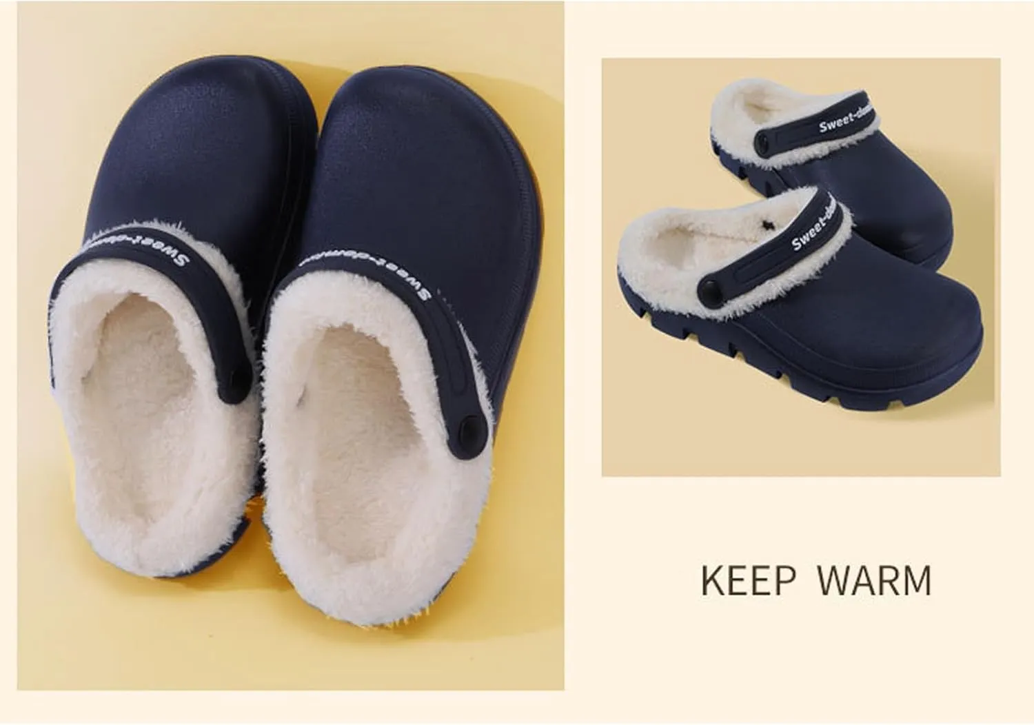 Garden Clogs Fuzzy for House : Women Men Warm Fur Lined Slippers for Winter Unisex Non-Slip Mules for Indoor Outdoor