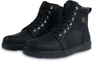 GARGOYLE BELLS Men's Casual Boot PU Leather Combat Boots For Men Waterproof Chukka Boots For Motorcycle Biker Hiking with Side Zipper