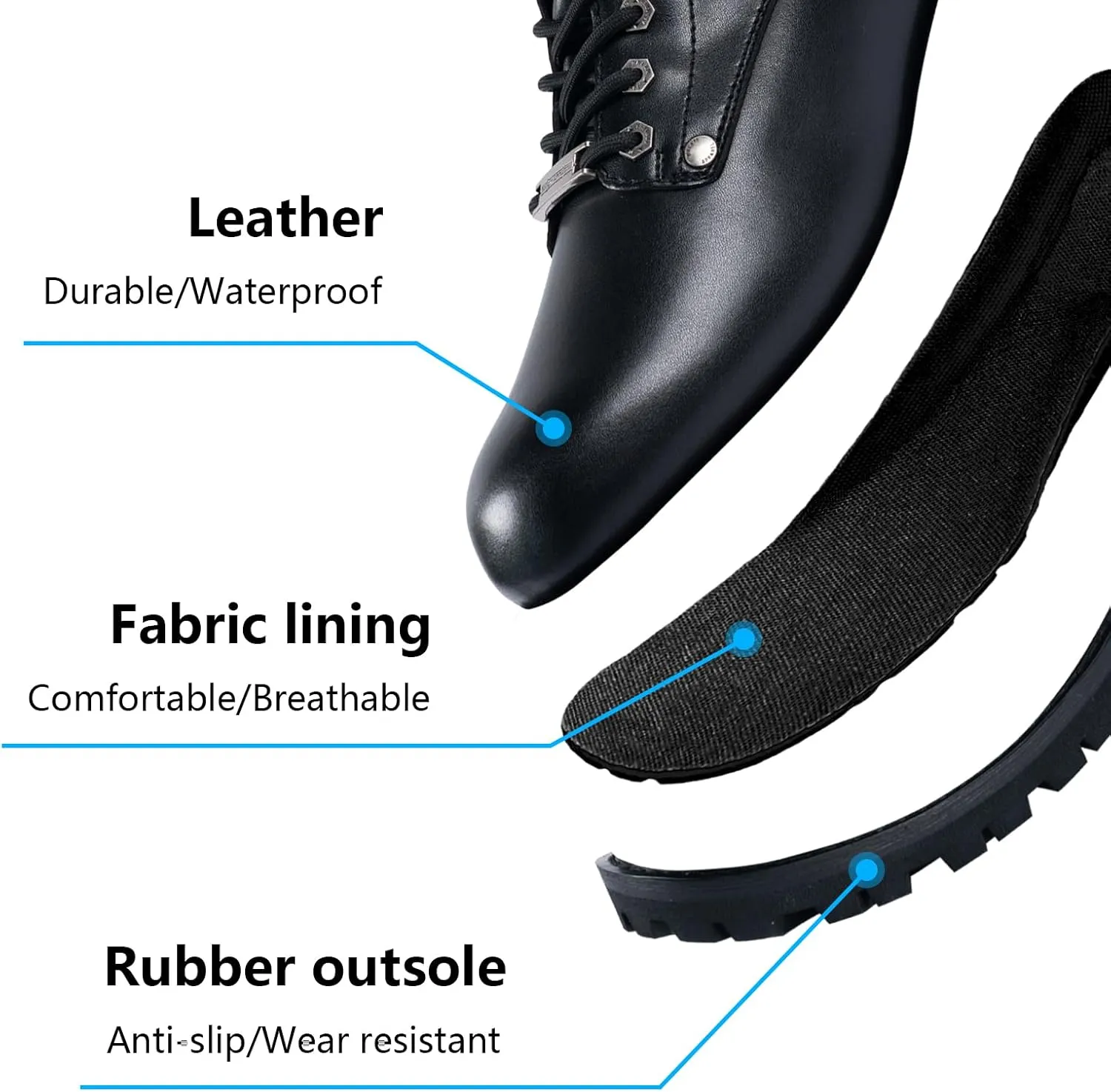 GARGOYLE BELLS Men's Motorcycle Boots PU Leather Combat Boots For Men Biker Boots with Lace-Up And Side Zipper