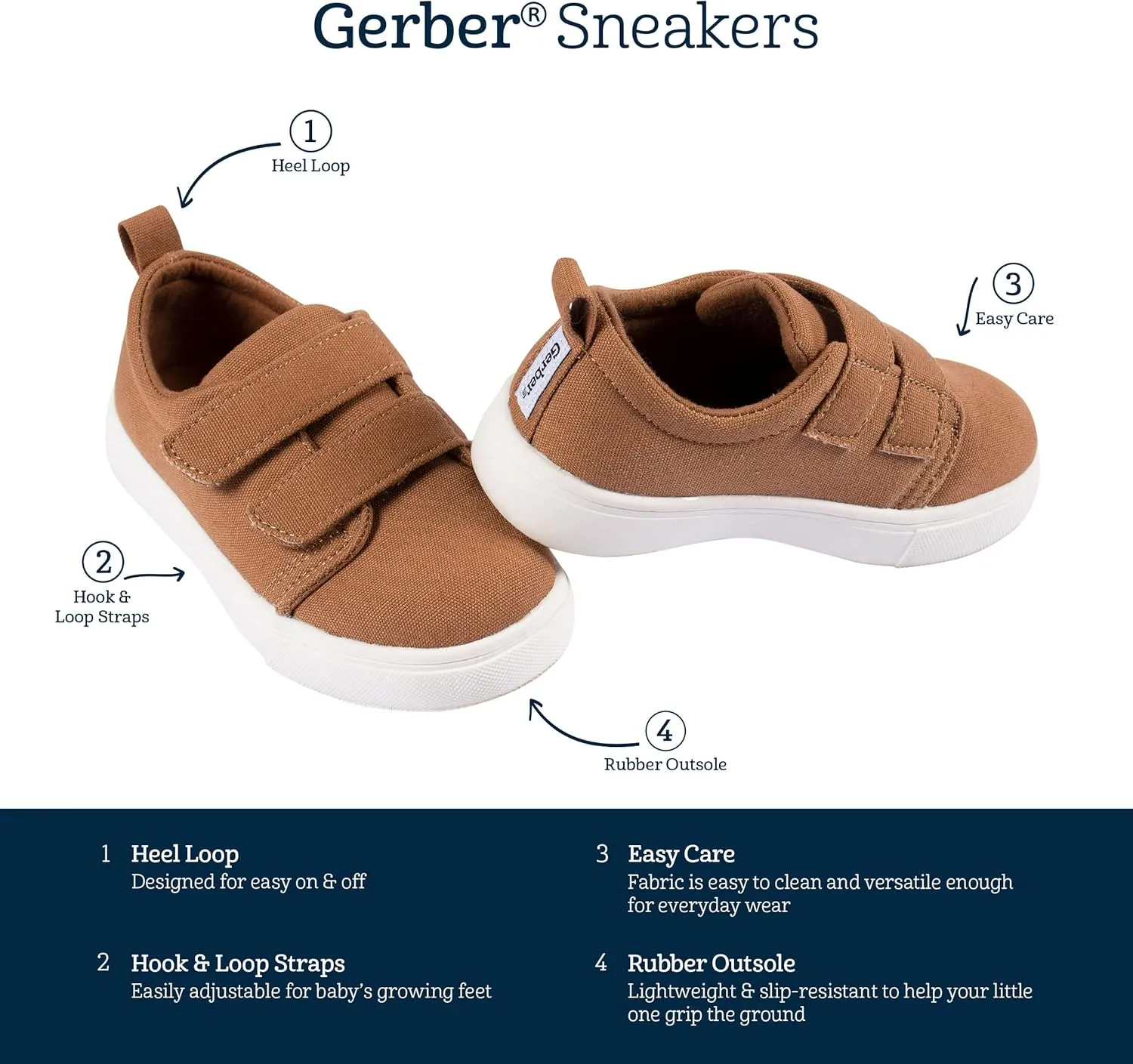 Gerber Unisex-Child Sneakers Crib Shoes Newborn Infant Toddler Neutral Boy Girl First Walker