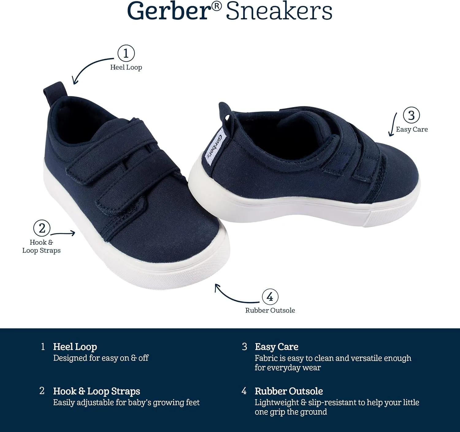 Gerber Unisex-Child Sneakers Crib Shoes Newborn Infant Toddler Neutral Boy Girl First Walker