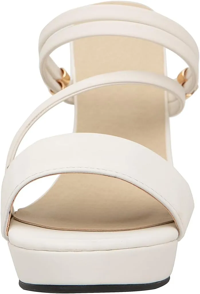 getmorebeauty Women's Chunky High Heels Slingback Sandals Open Toe Ankle Strap Slip On Platform Dress Shoes