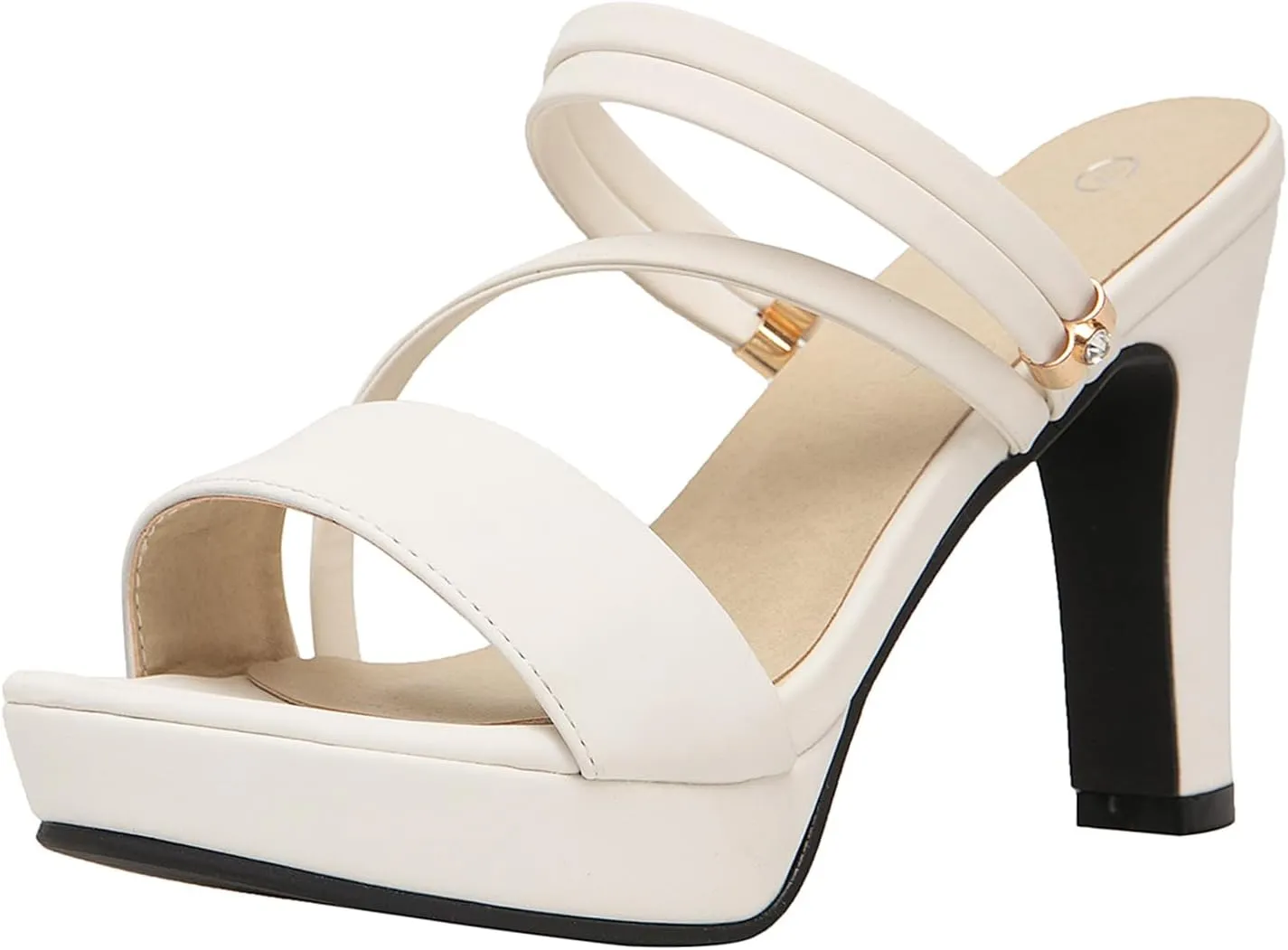 getmorebeauty Women's Chunky High Heels Slingback Sandals Open Toe Ankle Strap Slip On Platform Dress Shoes