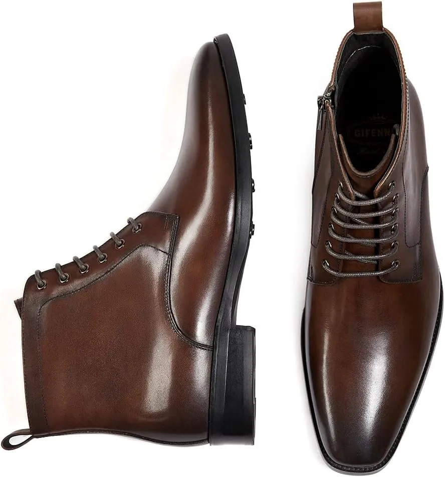 GIFENNSE Mens Chukka Boots Mens Dress Boots Oxford Leather Boots Famal Chelsea Boots for Men