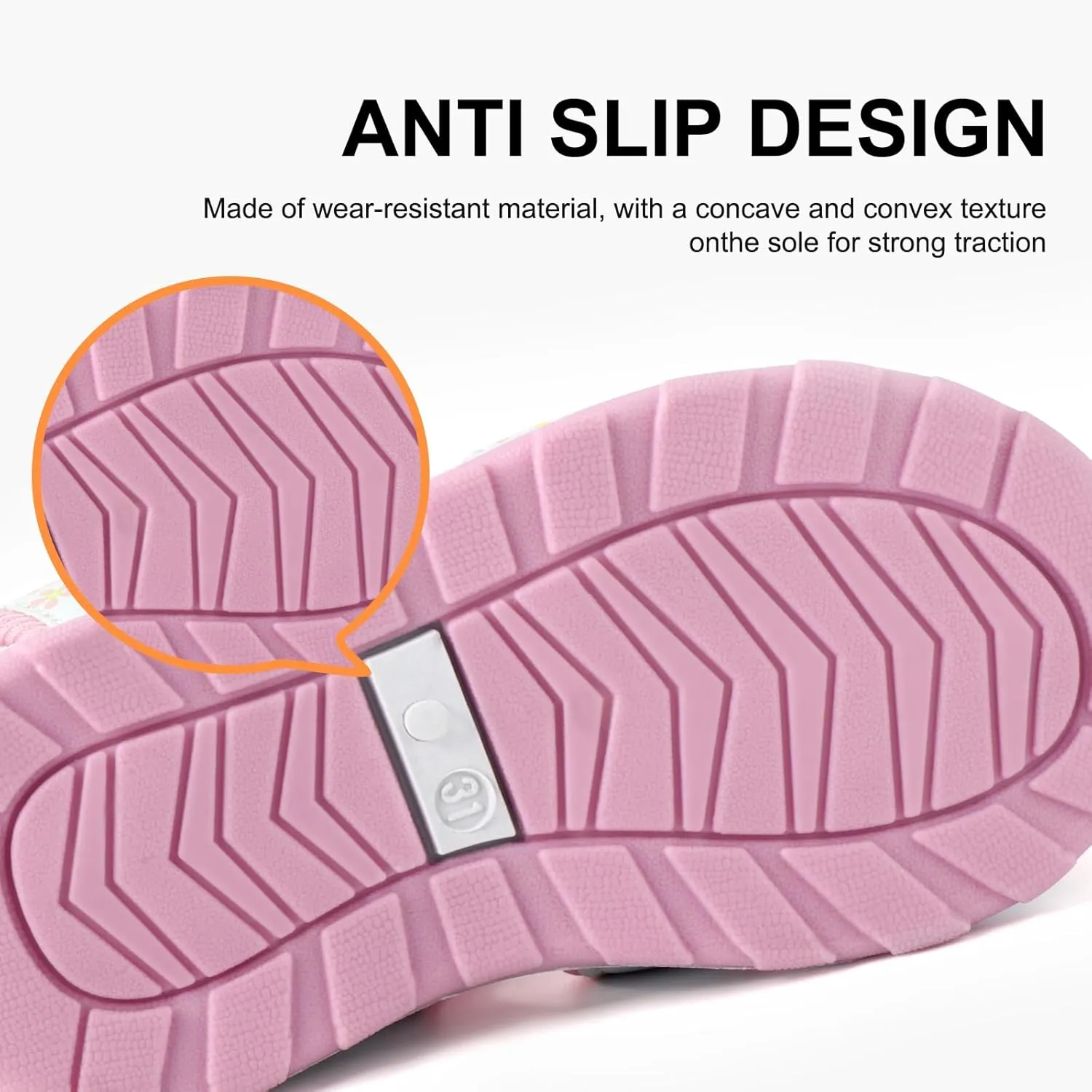 Girls Closed-Toe Sandals Outdoor Summer Athletic Sandals For Toddler Little Kid/Big Kid White&Pink