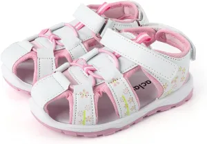 Girls Closed-Toe Sandals Outdoor Summer Athletic Sandals For Toddler Little Kid/Big Kid White&Pink