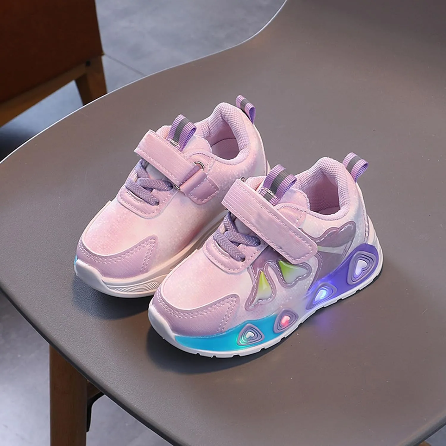 Girls Glitter Sneakers Lightweight Kids Tennis Shoes with Hook and Loop for Toddler/Little Kid/Big Kid