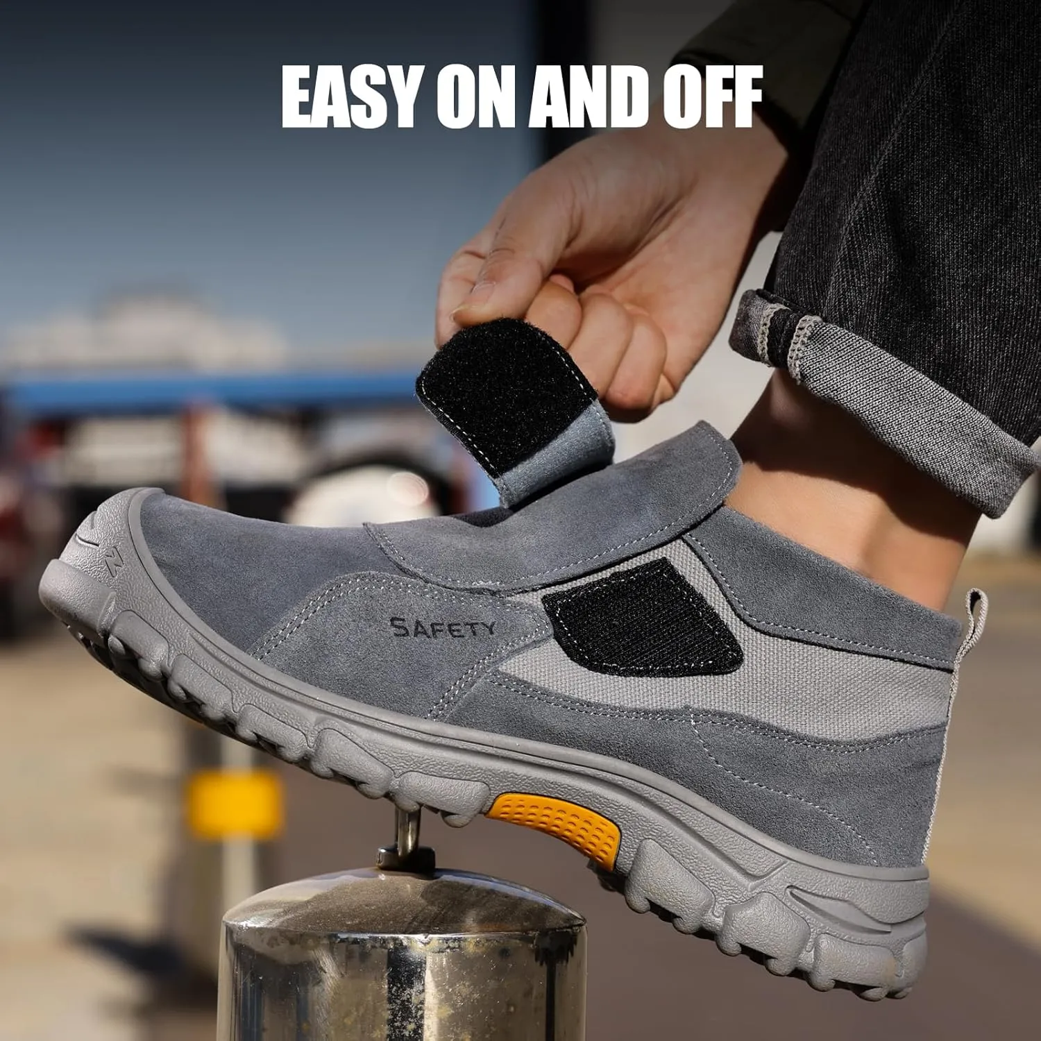 GLANOUDUN Welding Boots for Men Slip on Work Boots for Men Steel Toe Boot Comfortable Welder Boot Construction Safety Footwear Indestructible Men's Steel Toe Shoes
