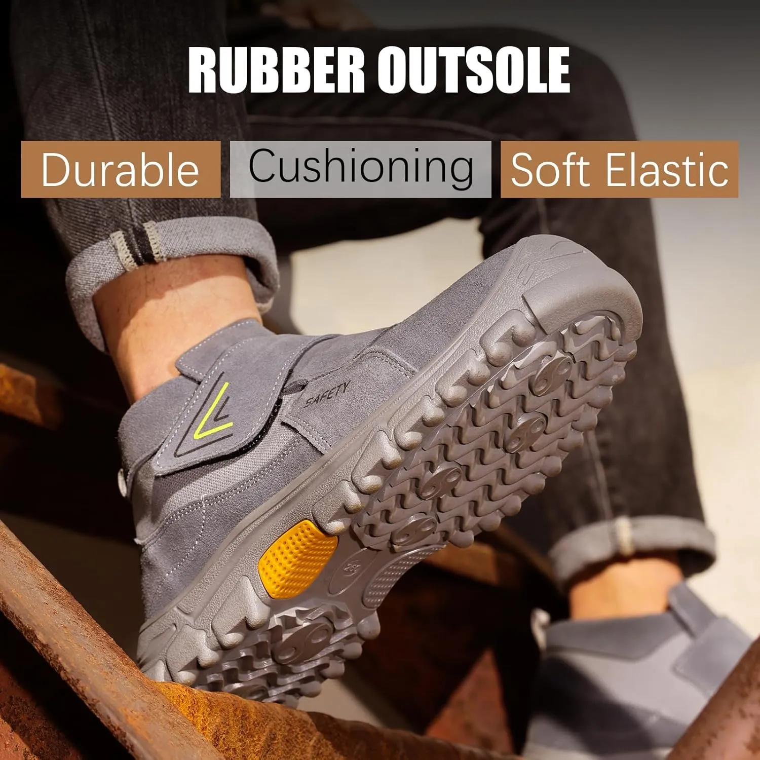 GLANOUDUN Welding Boots for Men Slip on Work Boots for Men Steel Toe Boot Comfortable Welder Boot Construction Safety Footwear Indestructible Men's Steel Toe Shoes
