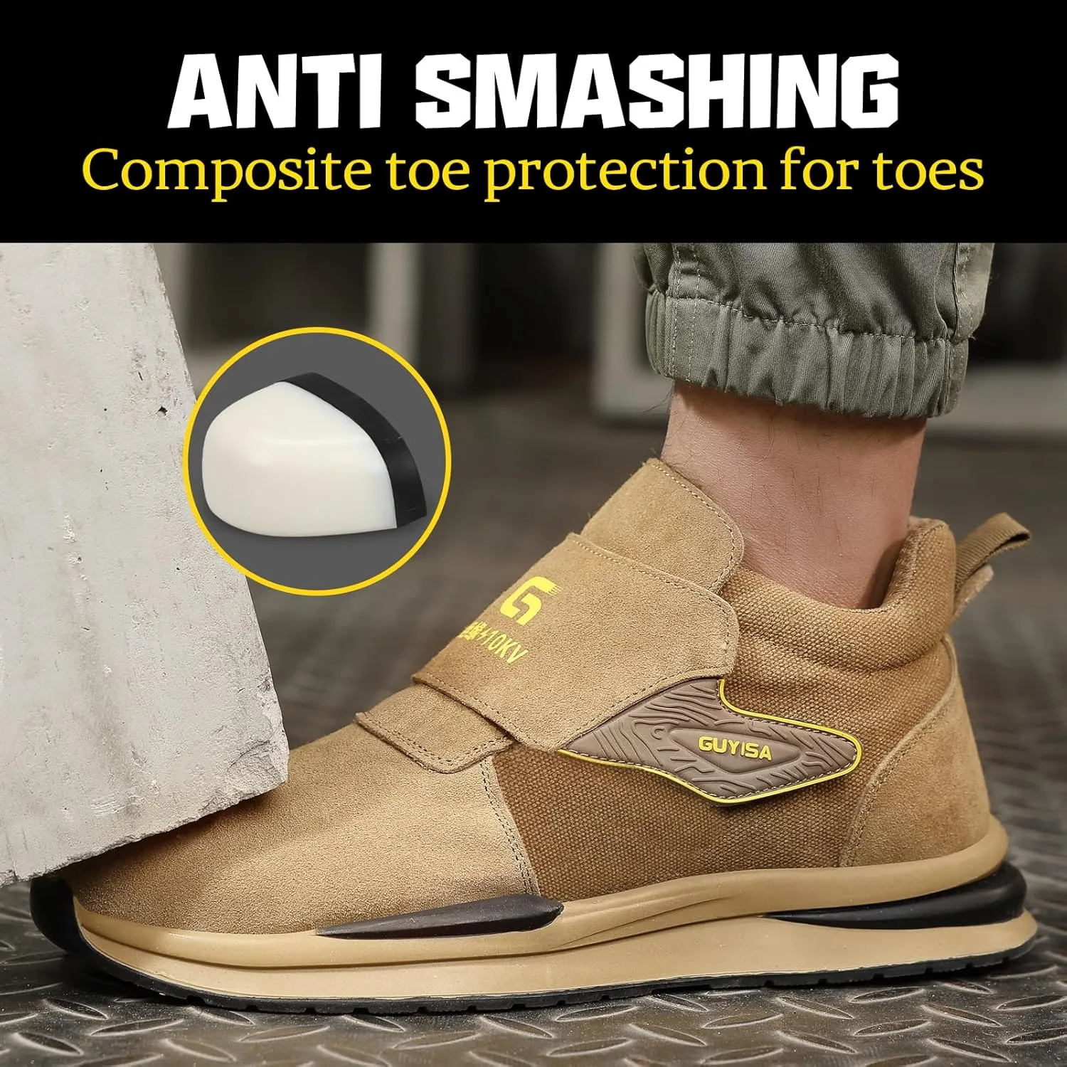 GLANOUDUN Welding Boots for Men Slip on Work Boots for Men Steel Toe Boot Comfortable Welder Boot Construction Safety Footwear Indestructible Men's Steel Toe Shoes