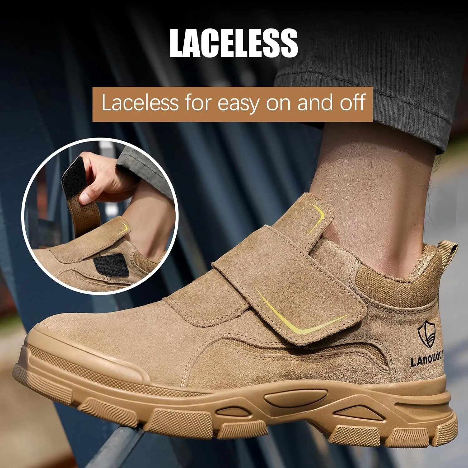 GLANOUDUN Welding Work Boots for Men Slip on Steel Toe Shoes for Men Indestructible Steel Toe Boots Welder Men's Working Shoes Fireproof Safety Footwear for Construction Men's Work & Safety Footwear