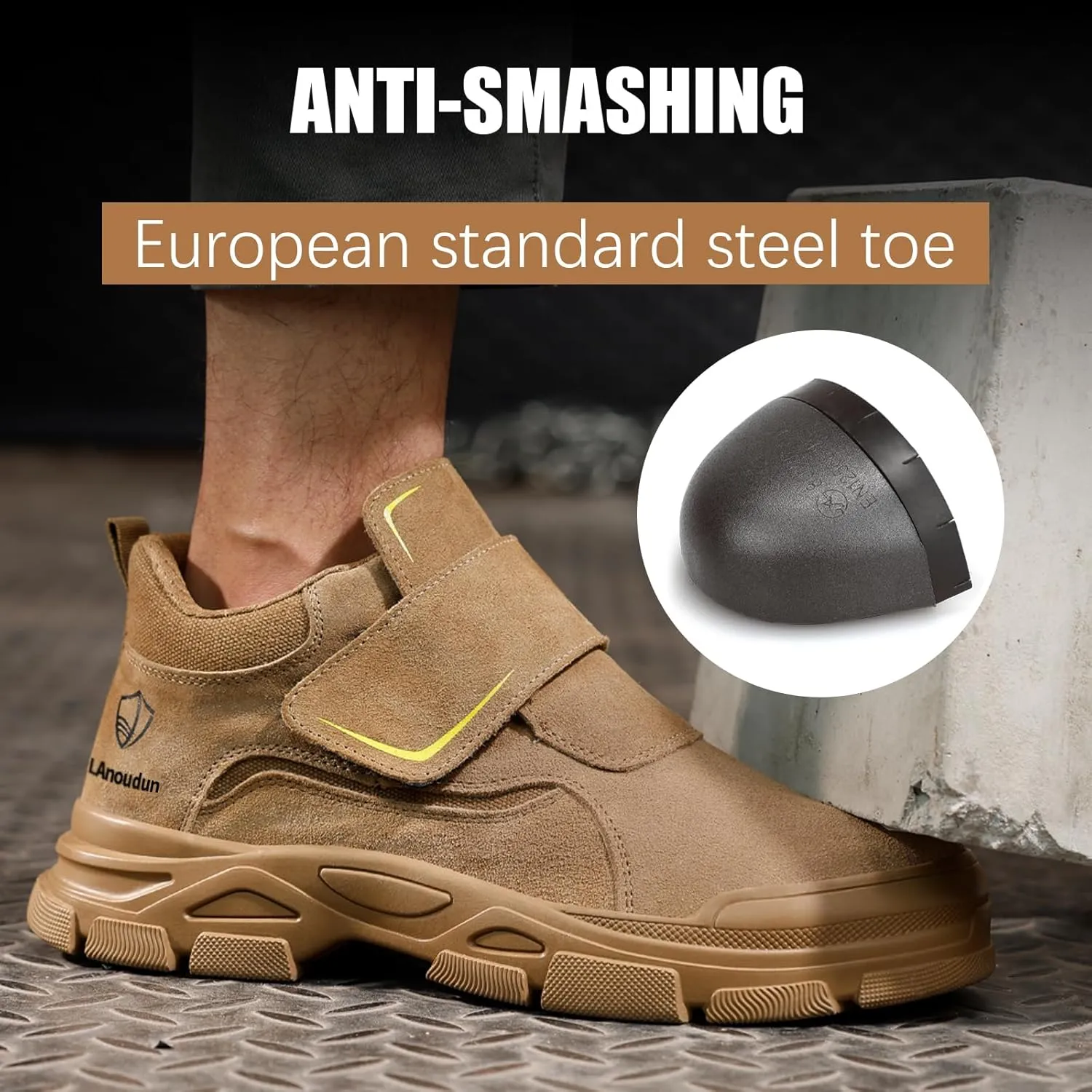 GLANOUDUN Welding Work Boots for Men Slip on Steel Toe Shoes for Men Indestructible Steel Toe Boots Welder Men's Working Shoes Fireproof Safety Footwear for Construction Men's Work & Safety Footwear