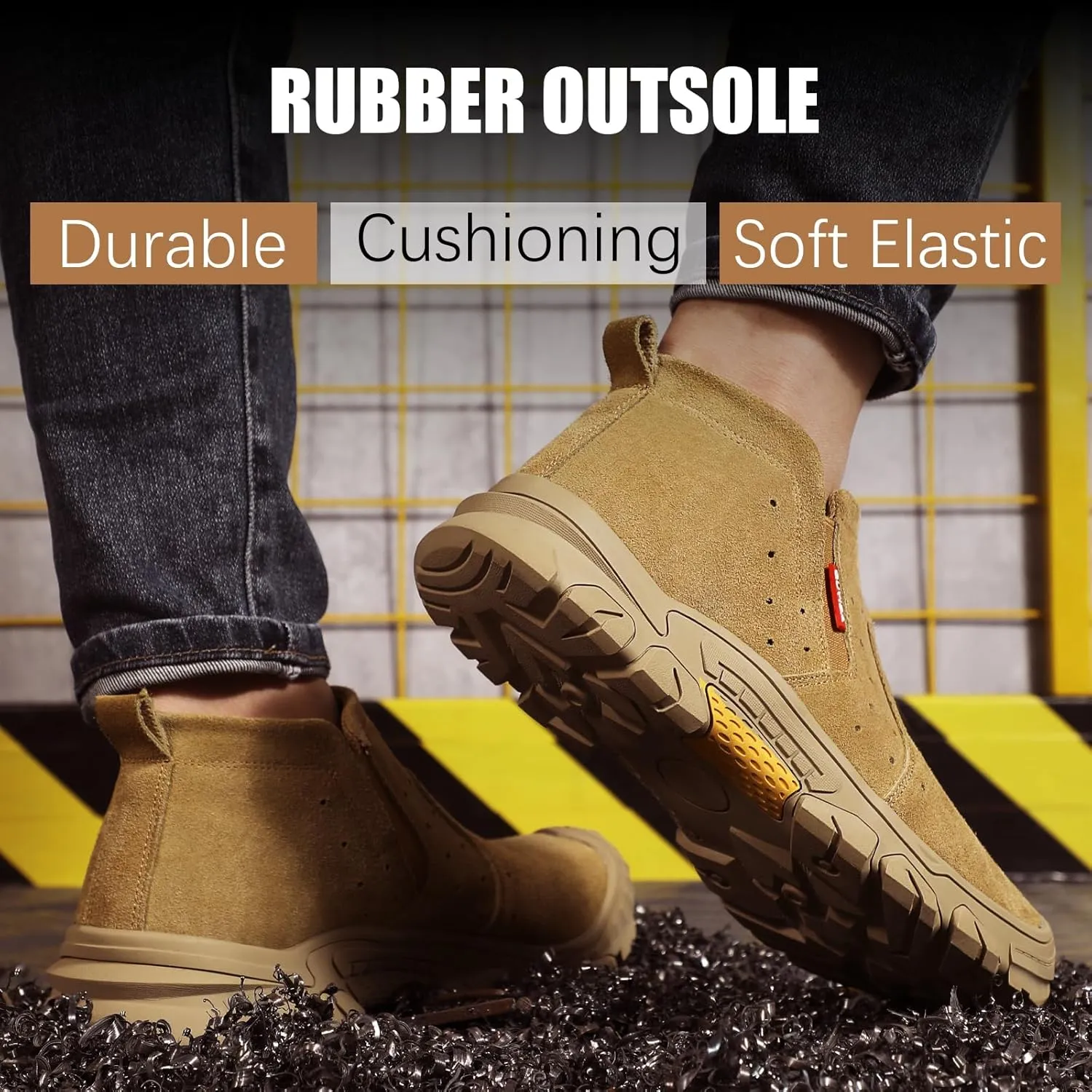 GLANOUDUN Welding Work Boots for Men Slip on Steel Toe Shoes for Men Indestructible Steel Toe Boots Welder Men's Working Shoes Fireproof Safety Footwear for Construction Men's Work & Safety Footwear