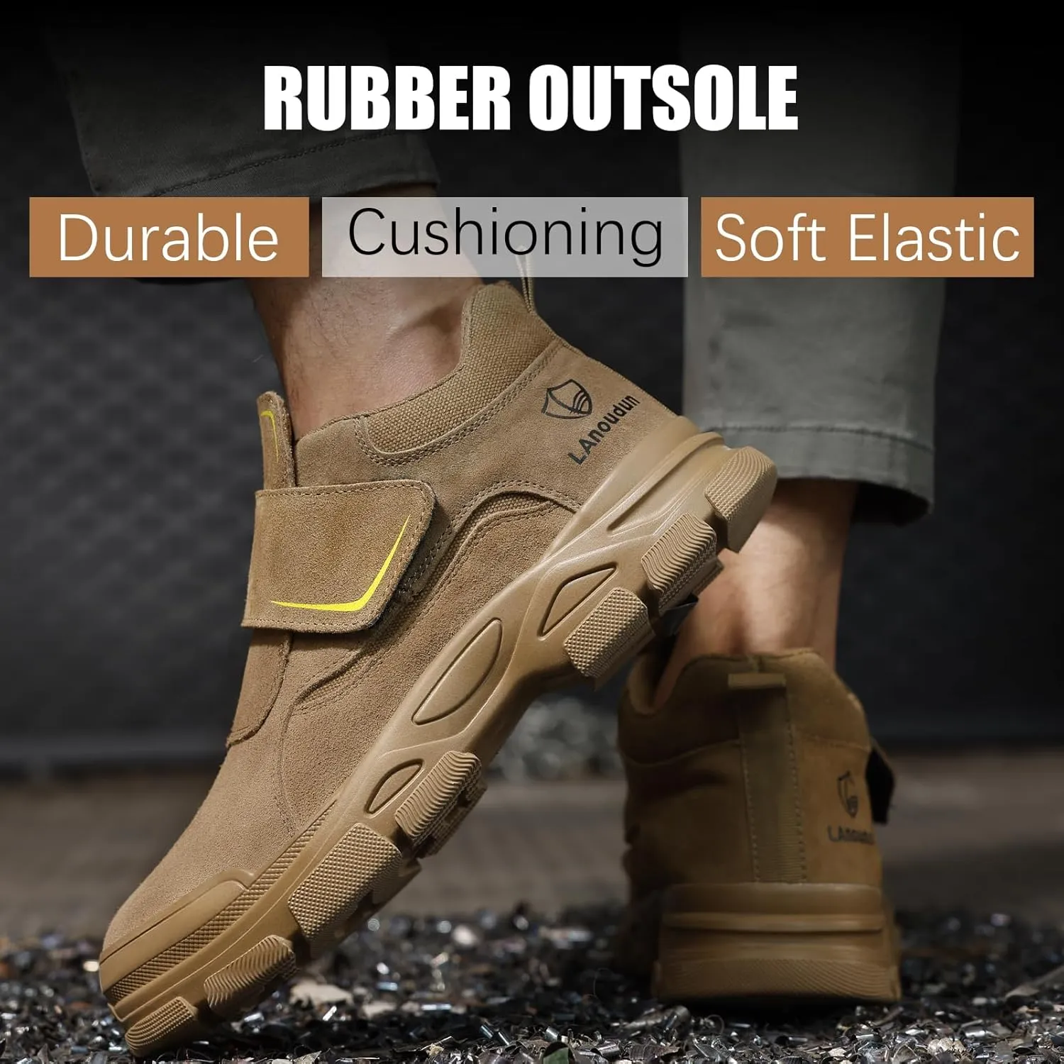 GLANOUDUN Welding Work Boots for Men Slip on Steel Toe Shoes for Men Indestructible Steel Toe Boots Welder Men's Working Shoes Fireproof Safety Footwear for Construction Men's Work & Safety Footwear