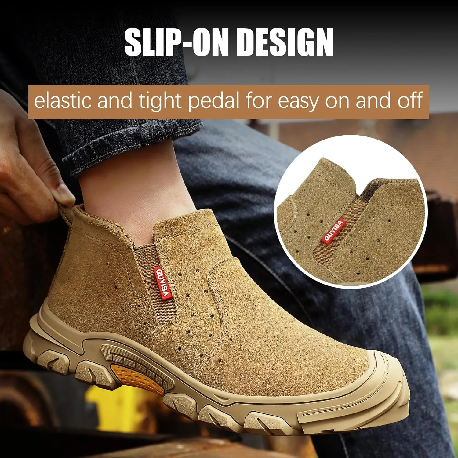 GLANOUDUN Welding Work Boots for Men Slip on Steel Toe Shoes for Men Indestructible Steel Toe Boots Welder Men's Working Shoes Fireproof Safety Footwear for Construction Men's Work & Safety Footwear