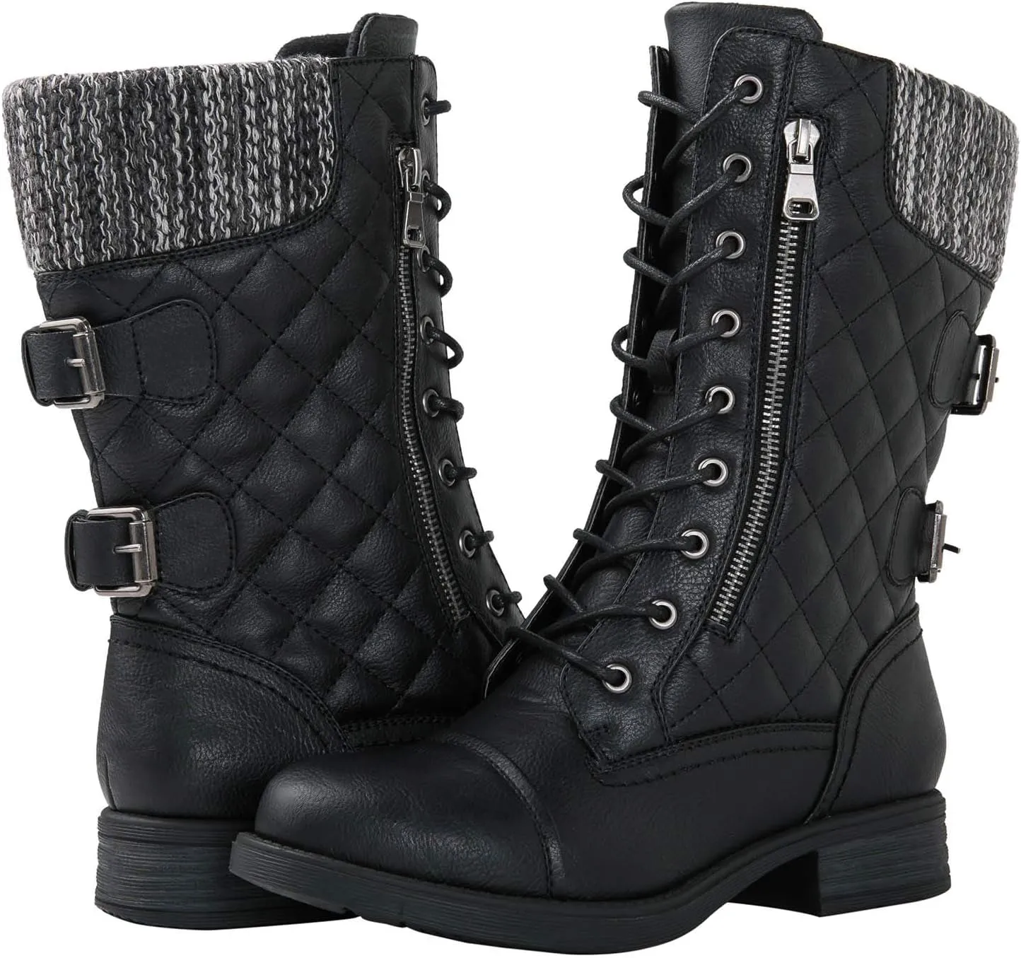 GLOBALWIN Women's Fashion Low Heels Lace Up Ankle Boots