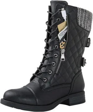 GLOBALWIN Women's Fashion Low Heels Lace Up Ankle Boots
