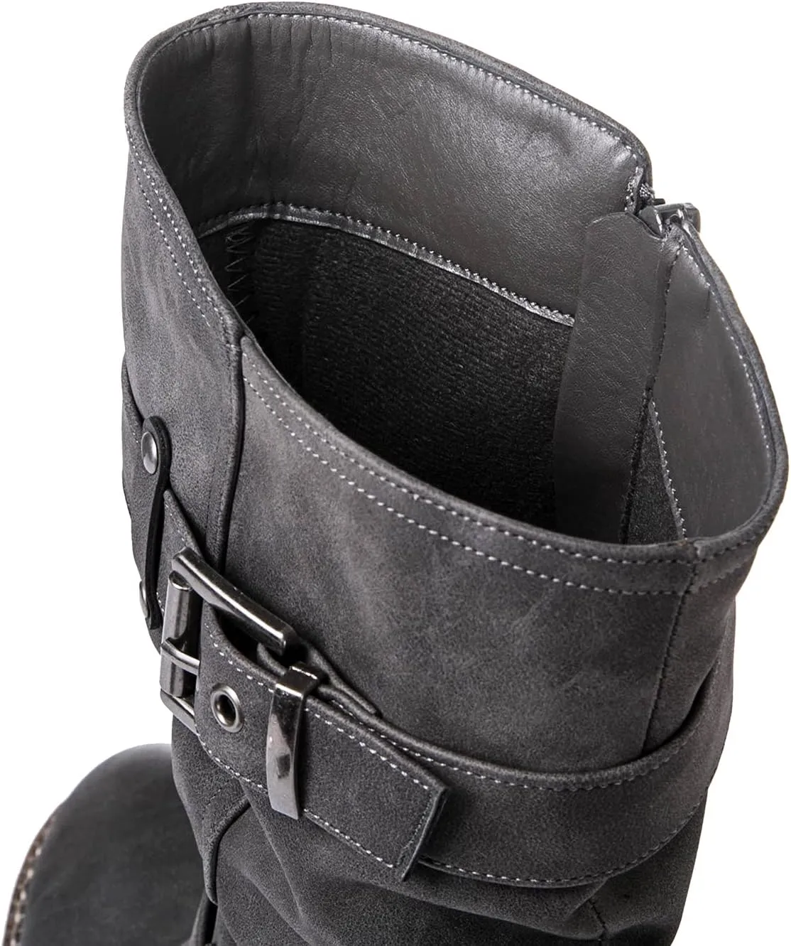 GLOBALWIN Women's Mid Calf Dress Boots Biker Motorcycle Riding Boots Women For Women