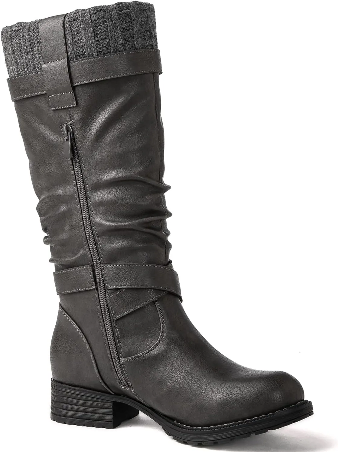 GLOBALWIN Women's Motorcycle Boots Mid Calf Boots Low Heels