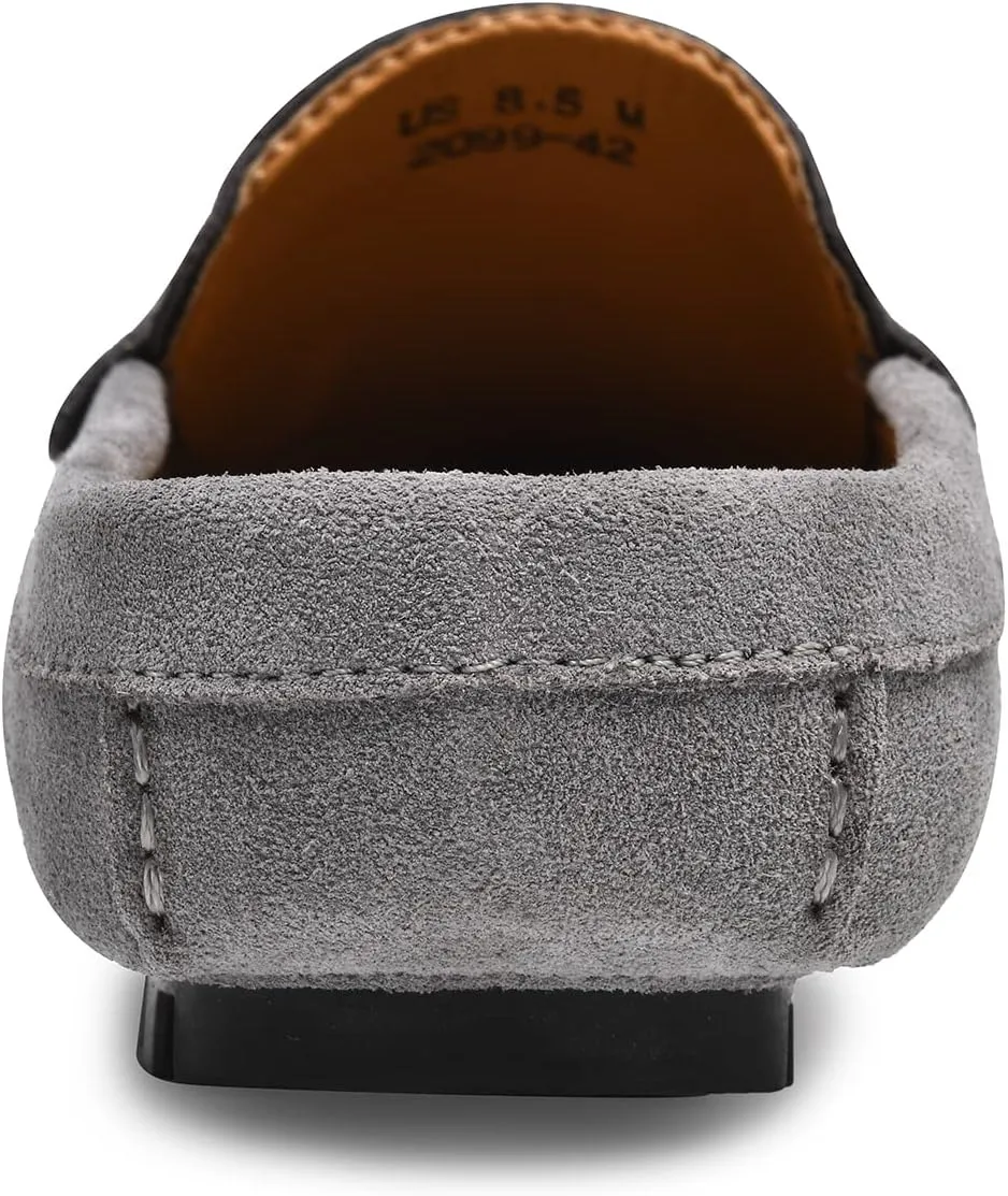 Go Tour Mens Handmade Suede Leather Mules Clog Slippers Breathable Leather Slip on Shoes Casual Loafers