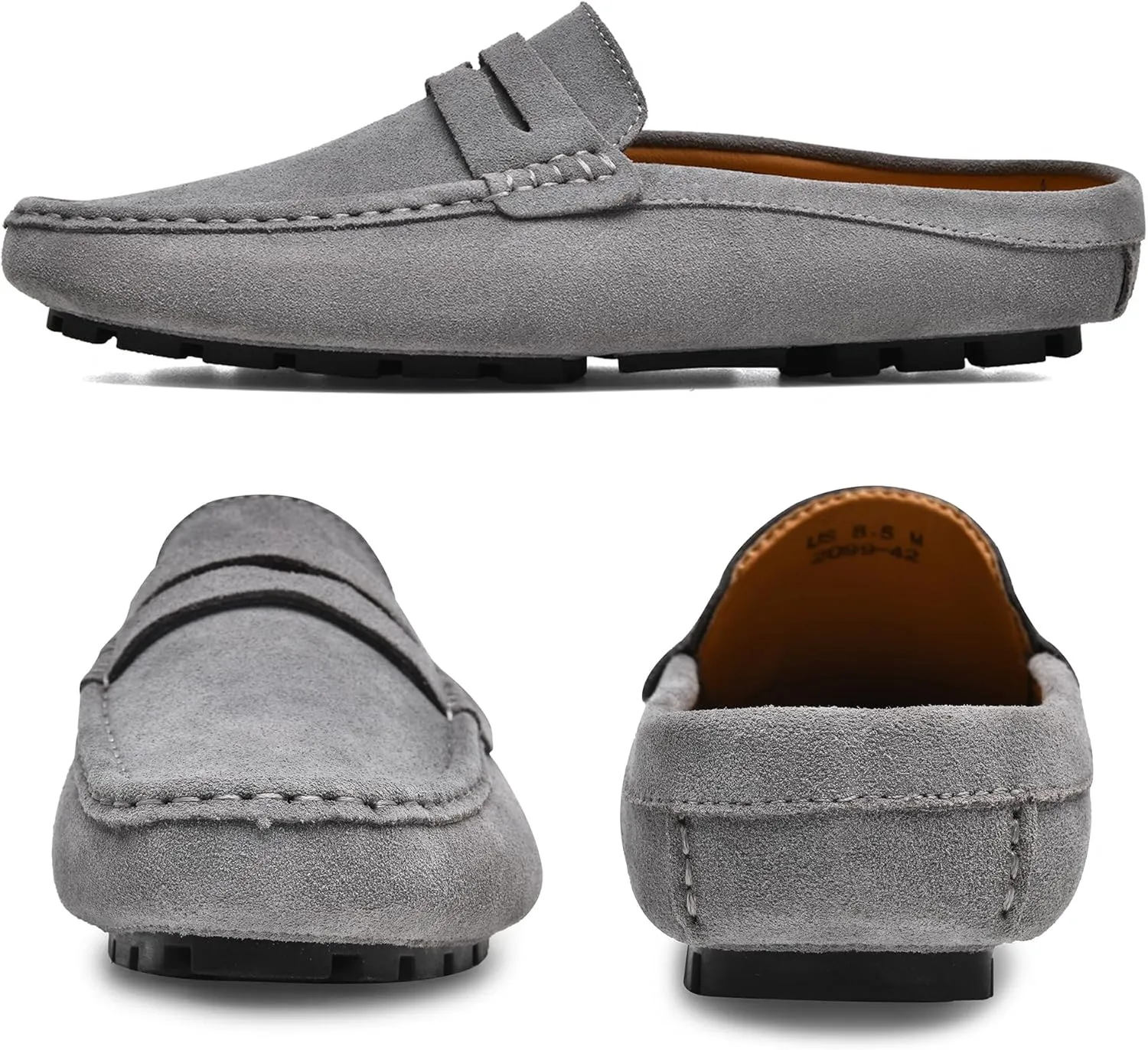 Go Tour Mens Handmade Suede Leather Mules Clog Slippers Breathable Leather Slip on Shoes Casual Loafers