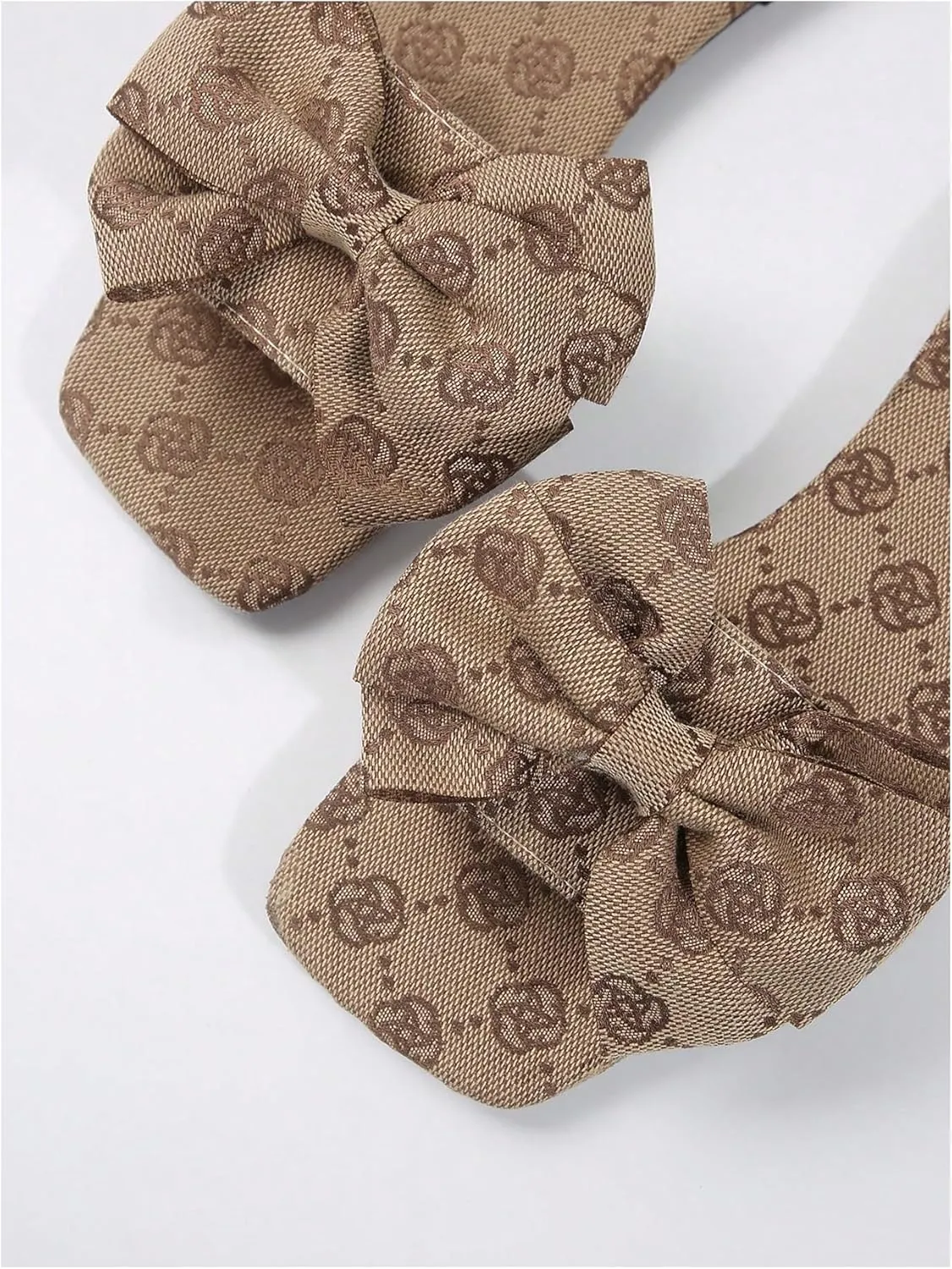 GORGLITTER Women's Bow Cute Trendy Sandals 2025 Graphic Print Dressy Open Square Toe Summer Slide Flat Sandals