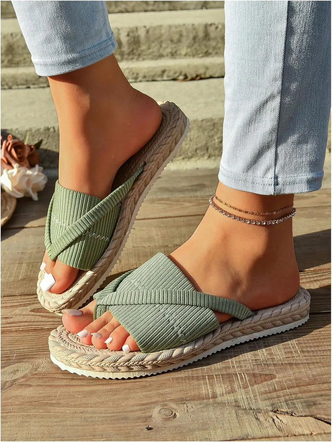 GORGLITTER Women's Open Toe Thong Dressy Sandals Summer Beach Flip Flops Trendy 2025 Slide Sandals