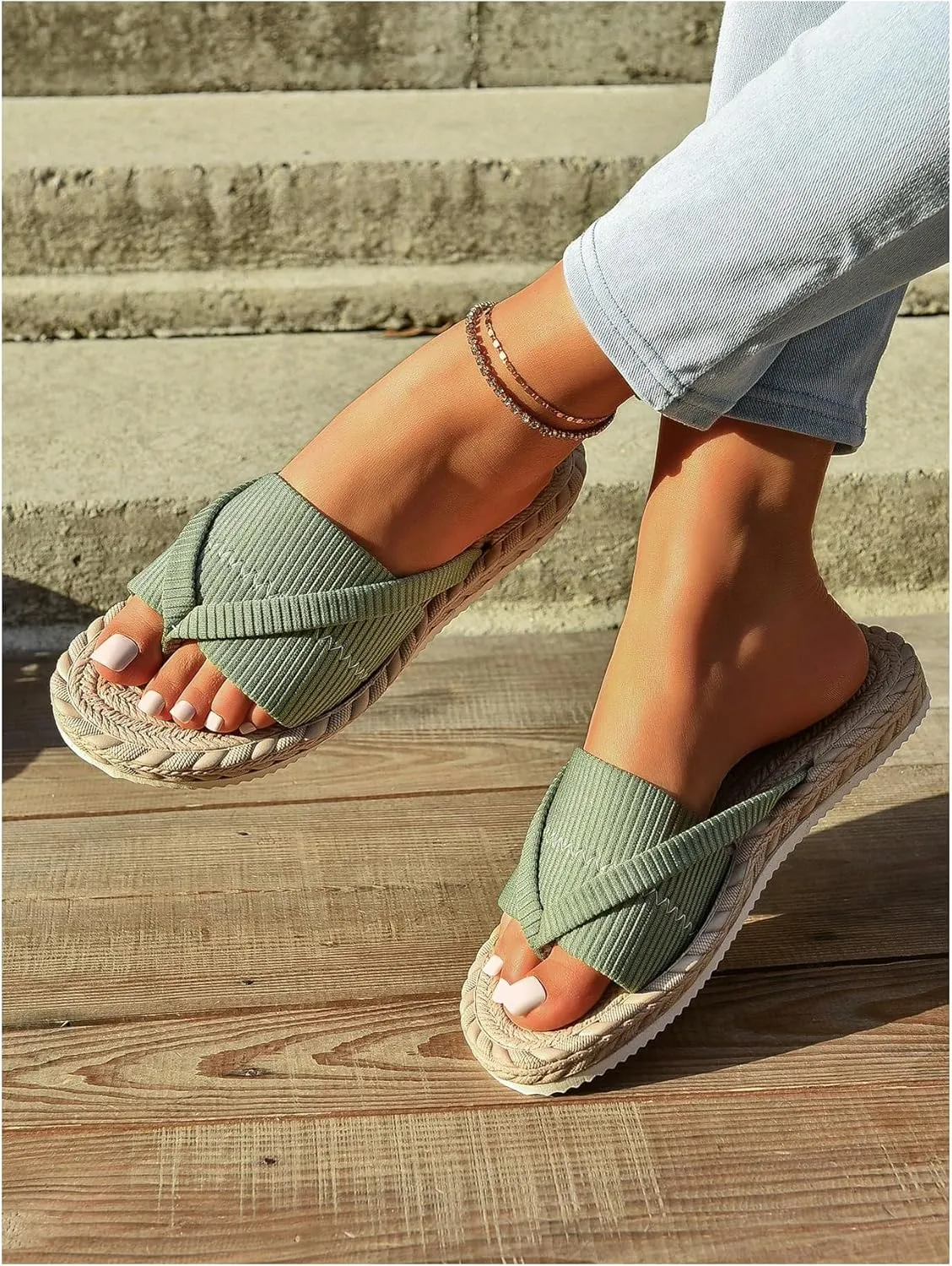 GORGLITTER Women's Open Toe Thong Dressy Sandals Summer Beach Flip Flops Trendy 2025 Slide Sandals