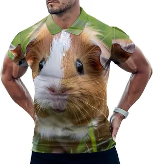 Guinea Pigs Hawaiin Polo Shirt for Men Casual Golf Shirts Short Sleeves Collared Top