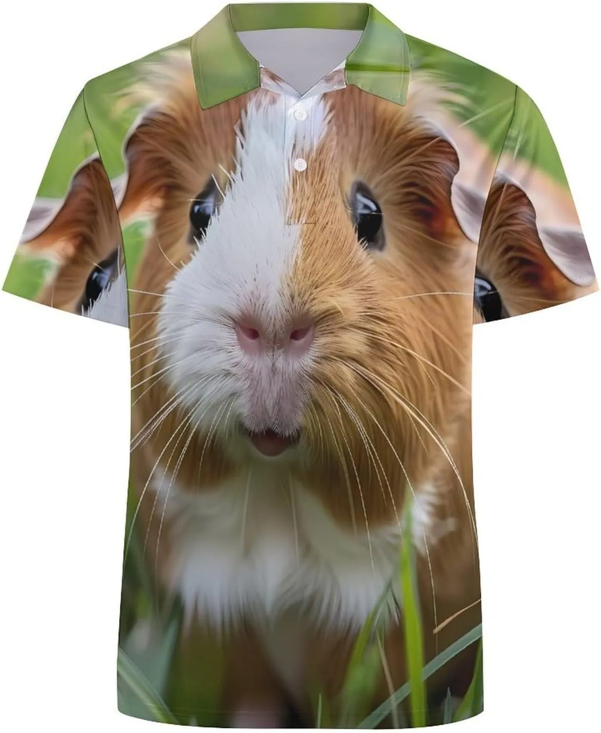 Guinea Pigs Hawaiin Polo Shirt for Men Casual Golf Shirts Short Sleeves Collared Top