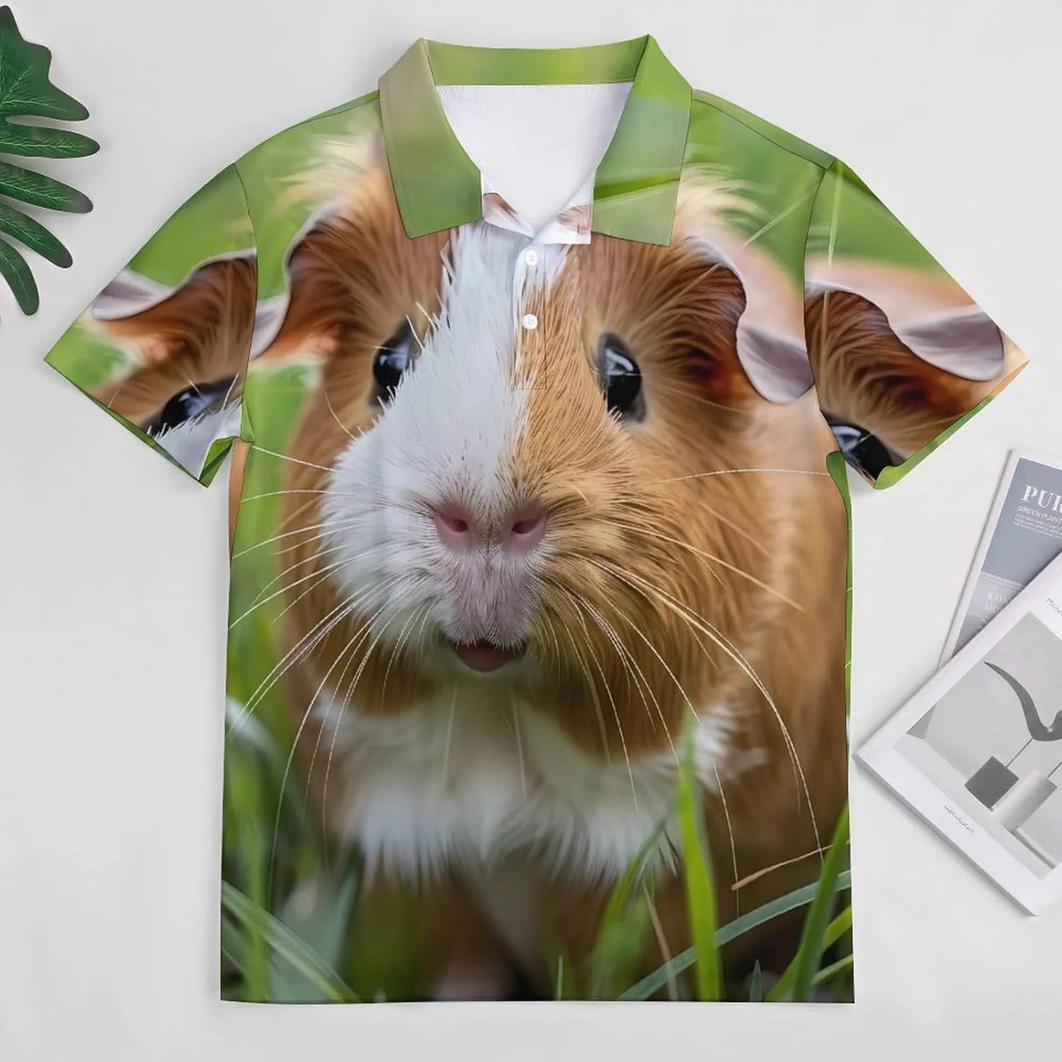 Guinea Pigs Hawaiin Polo Shirt for Men Casual Golf Shirts Short Sleeves Collared Top