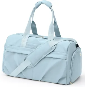Gym Bag for Women Duffle Bag with Shoe Compartment Yoga Mat Bag Sports Workout Bag Weekend Overnight Bag, Light Blue