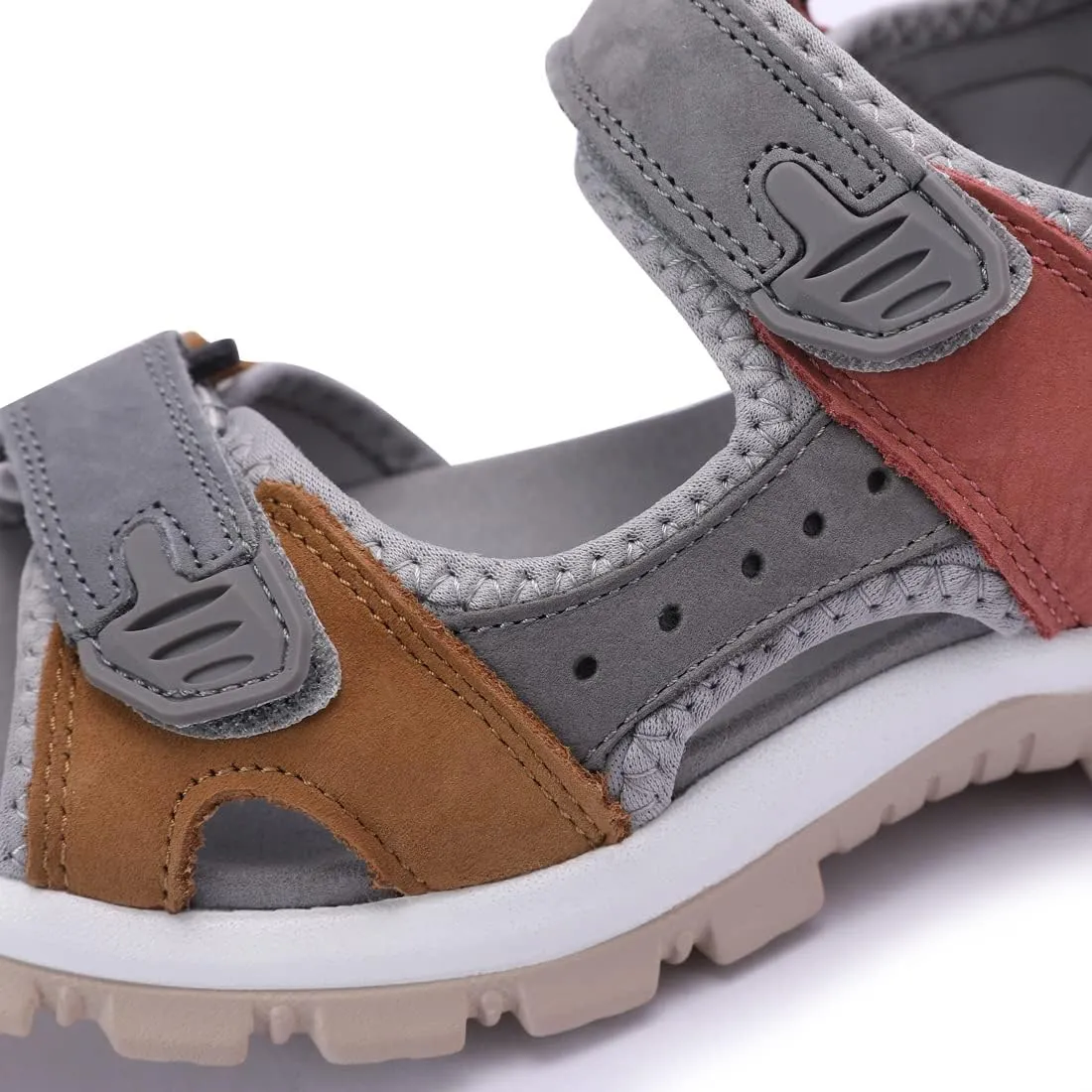 Harssidanzar Women's Leather Sandals Outdoor Sandals Hiking Sandals Casual Walking Sandals Strap Adjustable Beach Sandals For Women SL256US