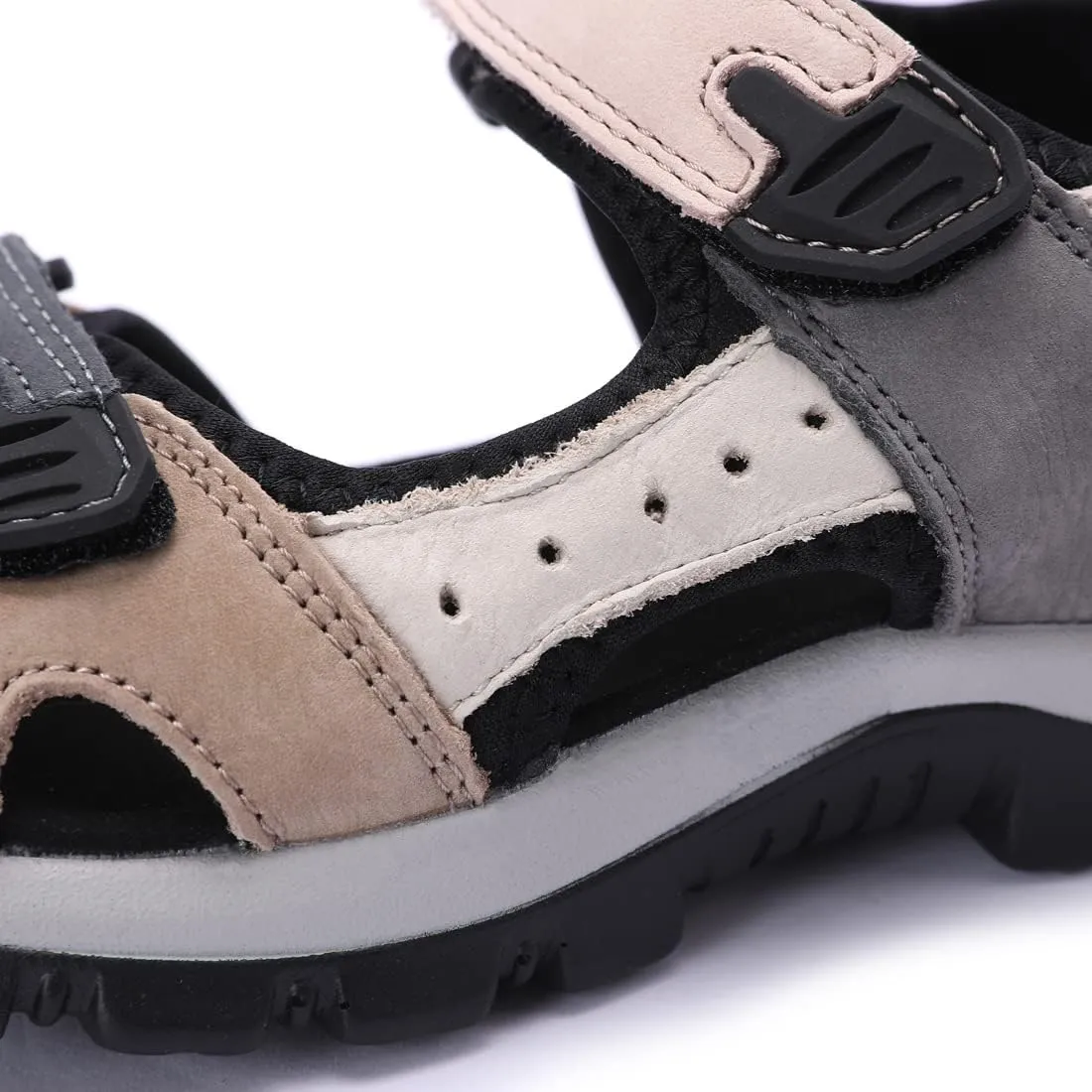 Harssidanzar Women's Leather Sandals Outdoor Sandals Hiking Sandals Casual Walking Sandals Strap Adjustable Beach Sandals For Women SL256US