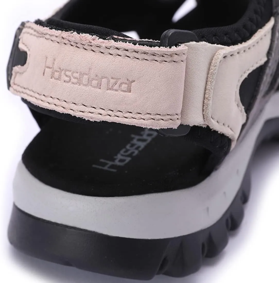 Harssidanzar Women's Leather Sandals Outdoor Sandals Hiking Sandals Casual Walking Sandals Strap Adjustable Beach Sandals For Women SL256US